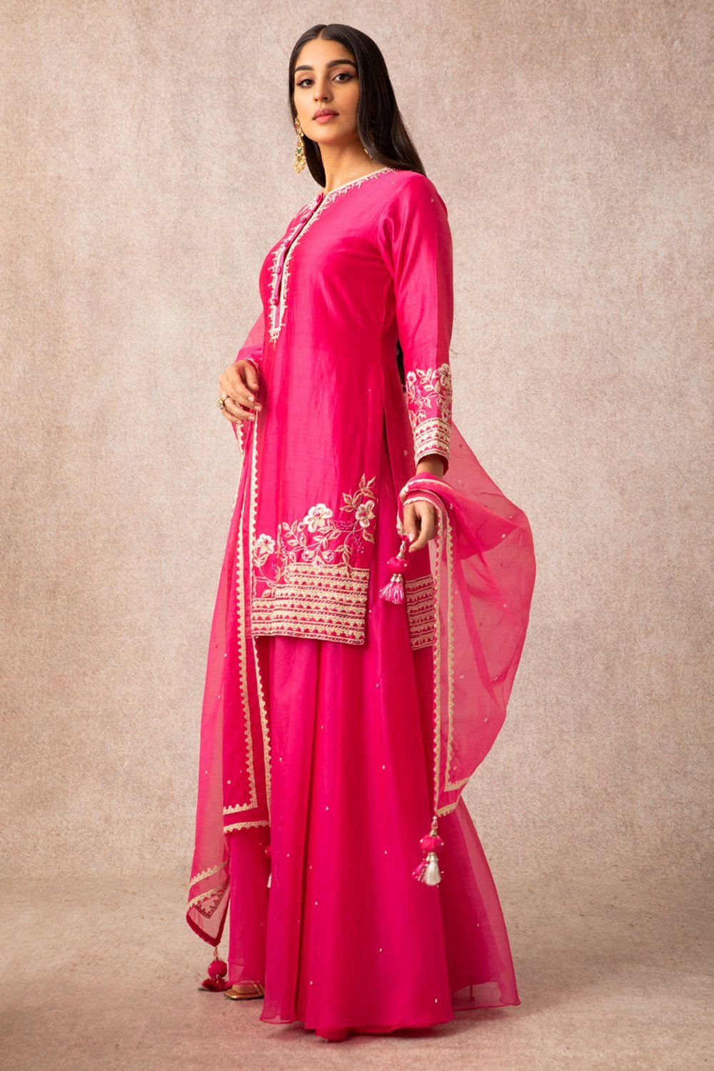 Rani Pink Short Kurta Set - ajieshoberoi