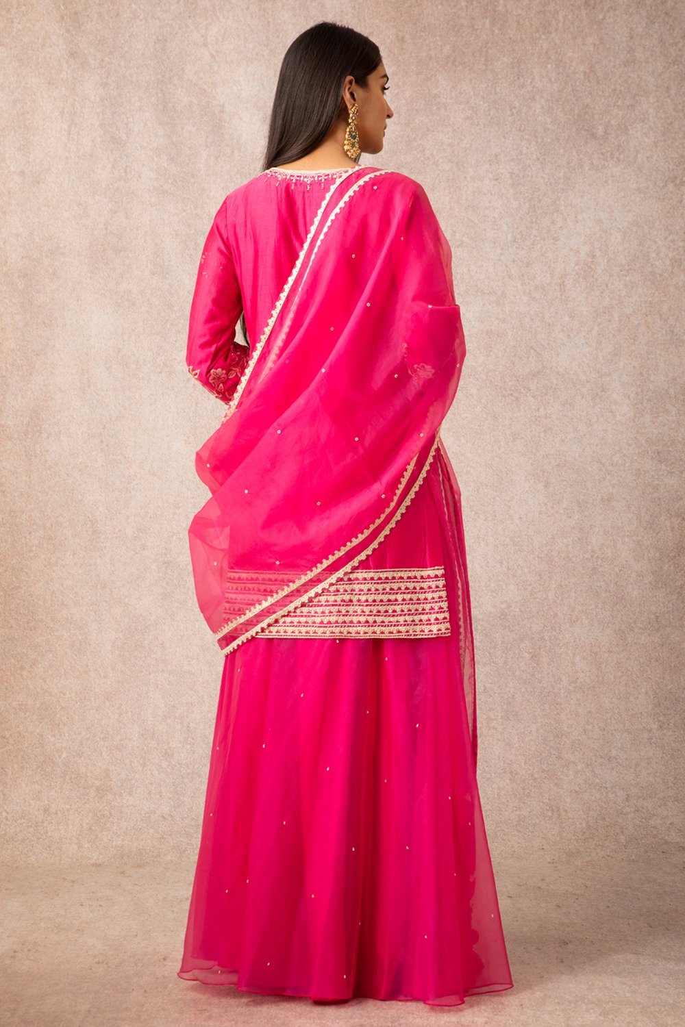 Rani Pink Short Kurta Set - ajieshoberoi