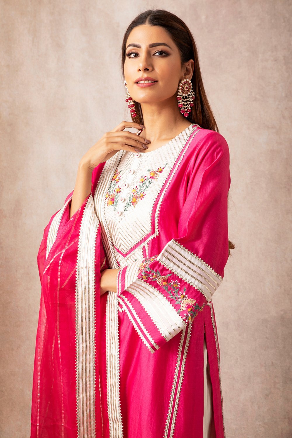 Rani Pink Straight Kurta Set - ajieshoberoi