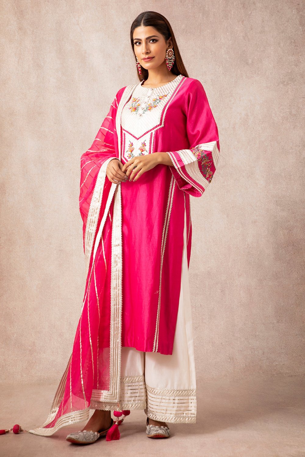 Rani Pink Straight Kurta Set - ajieshoberoi