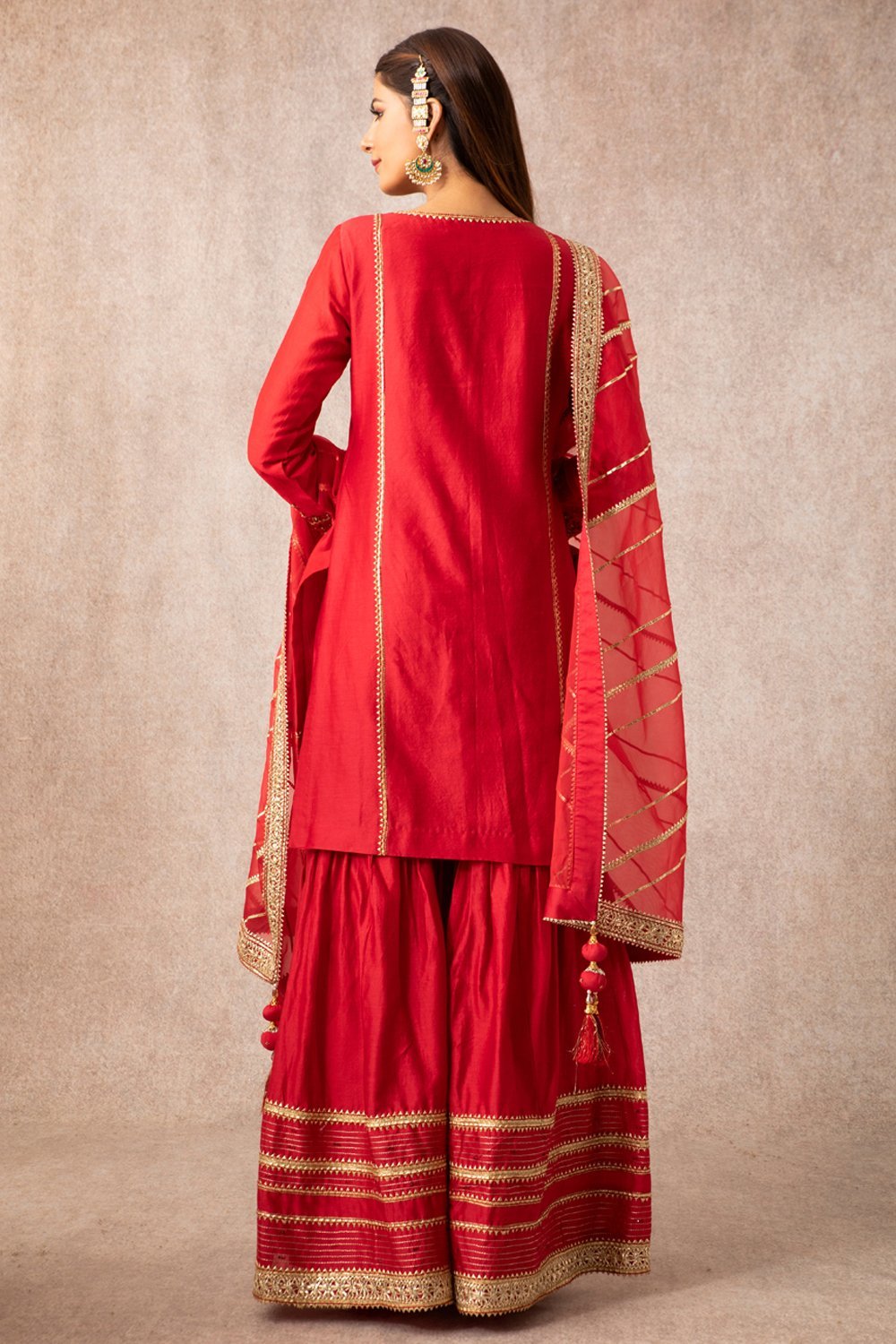 Red Straight Kurta Set - ajieshoberoi