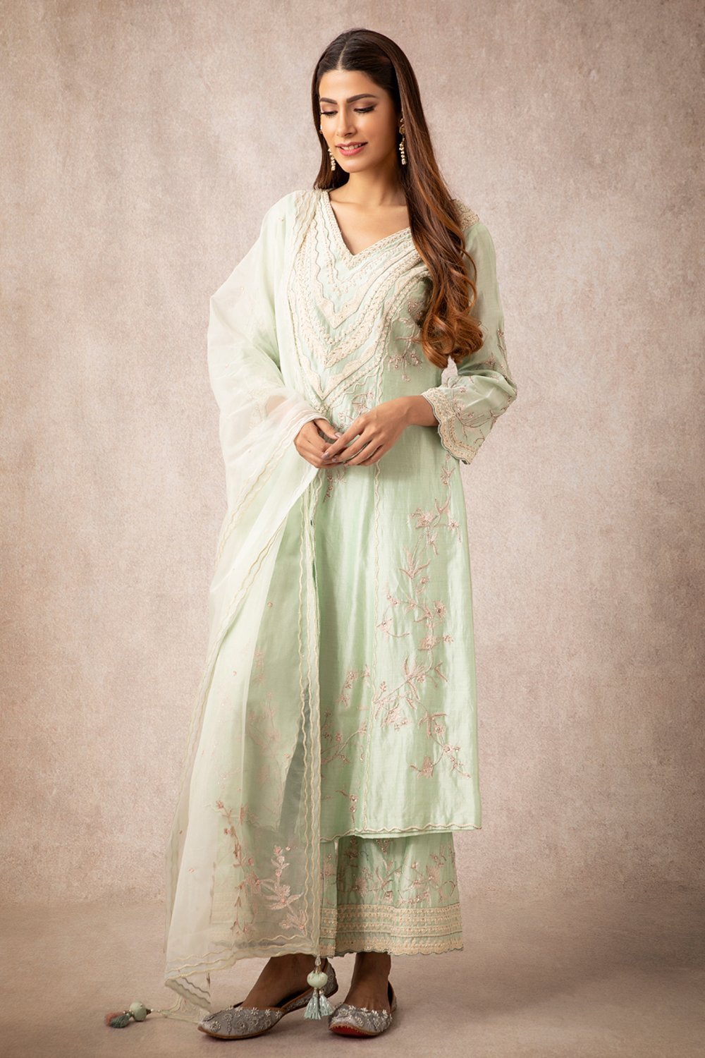 Sea Green A Line Kurta Set - ajieshoberoi