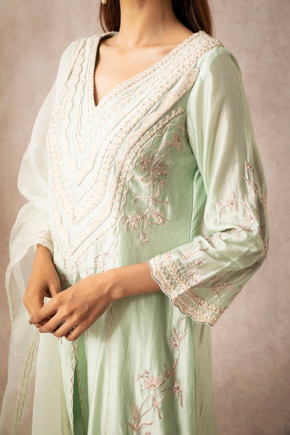 Sea Green A Line Kurta Set - ajieshoberoi