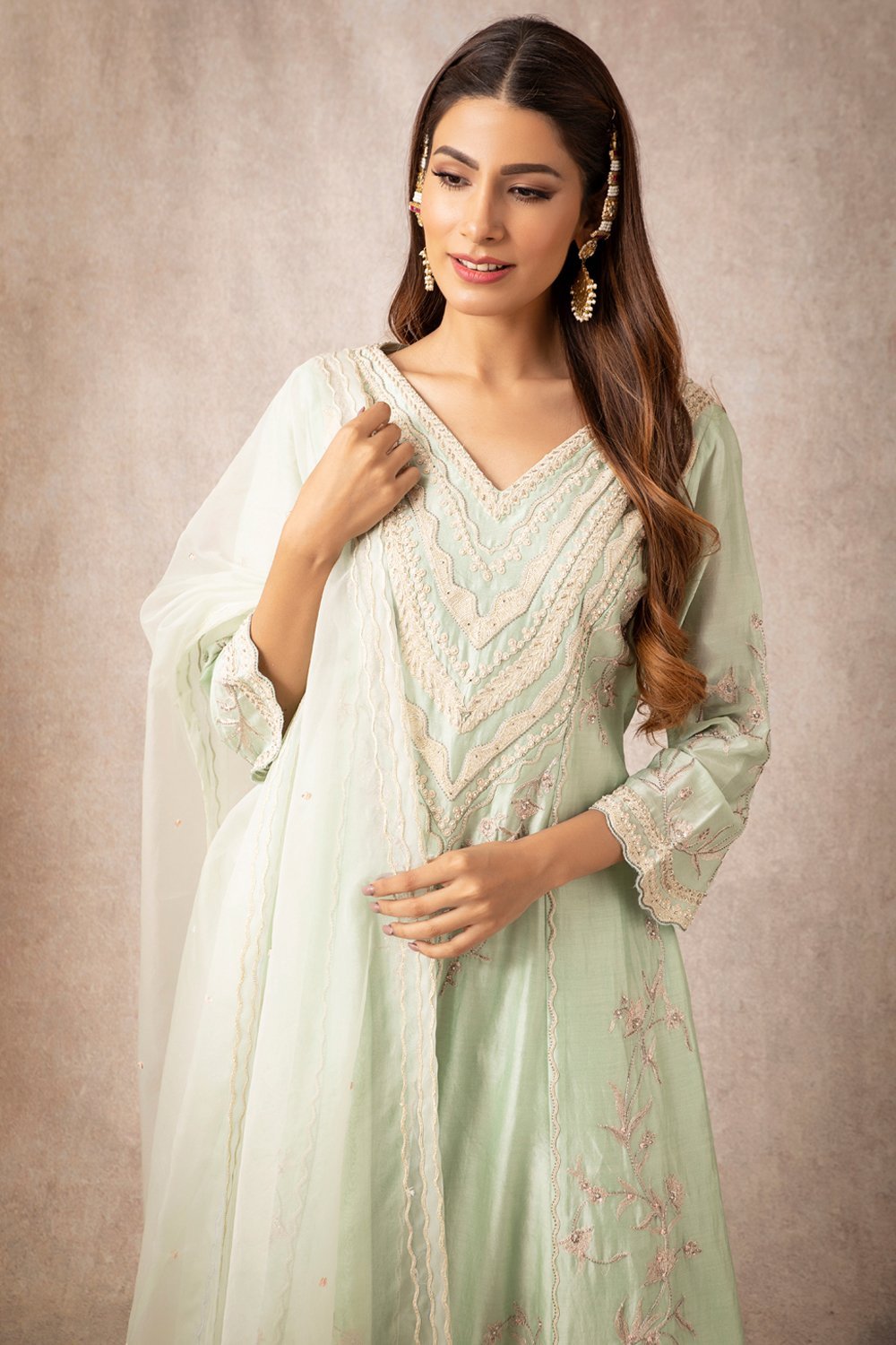 Sea Green A Line Kurta Set - ajieshoberoi