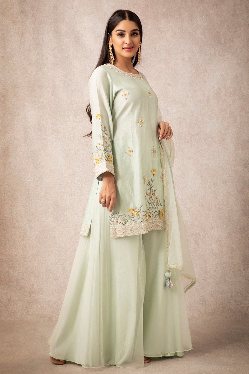 Sea Green Short Kurta Set - ajieshoberoi