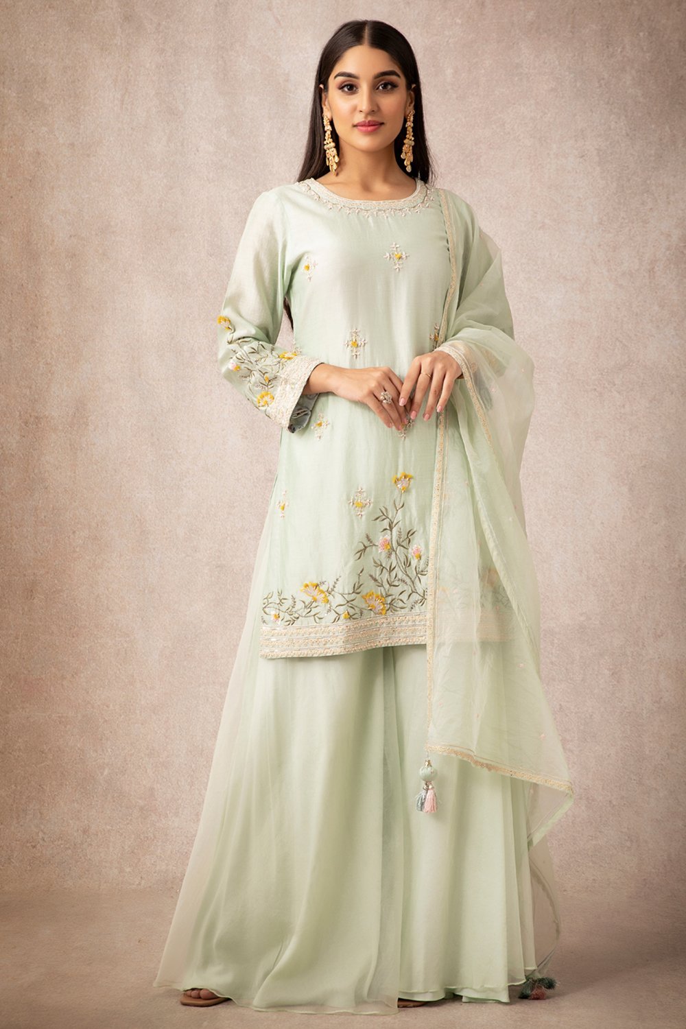 Sea Green Short Kurta Set - ajieshoberoi