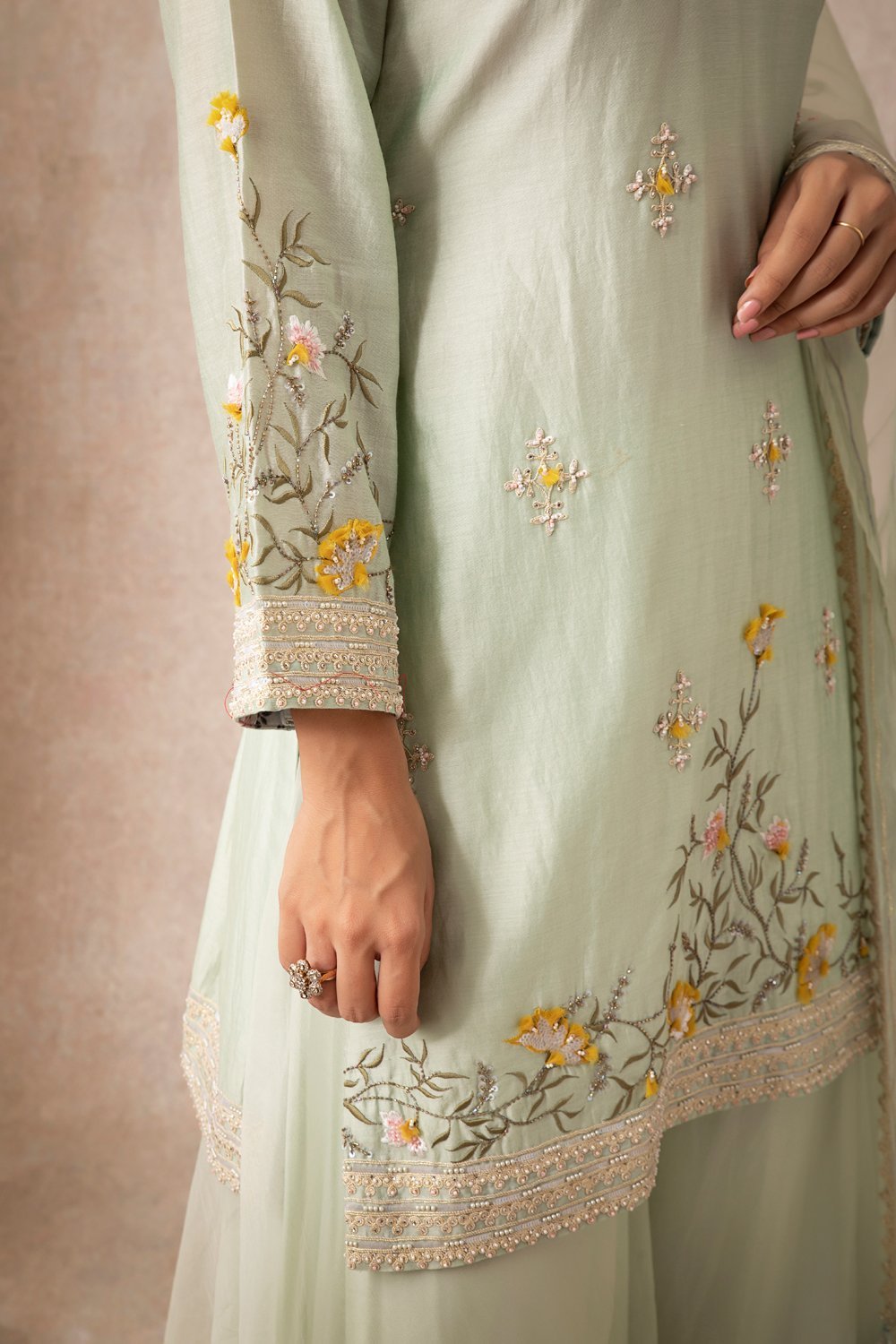 Sea Green Short Kurta Set - ajieshoberoi