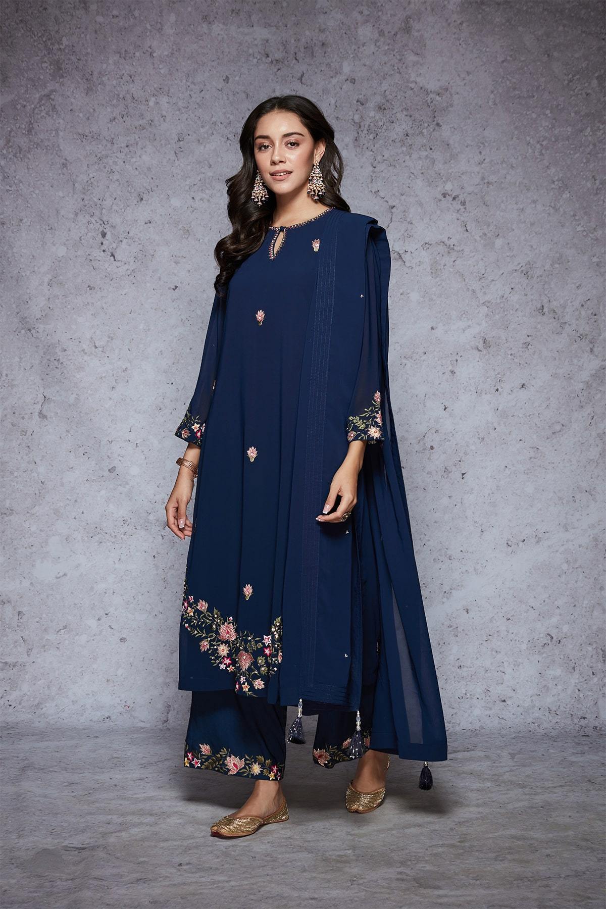 Waheeda - Navy Blue - ajieshoberoi