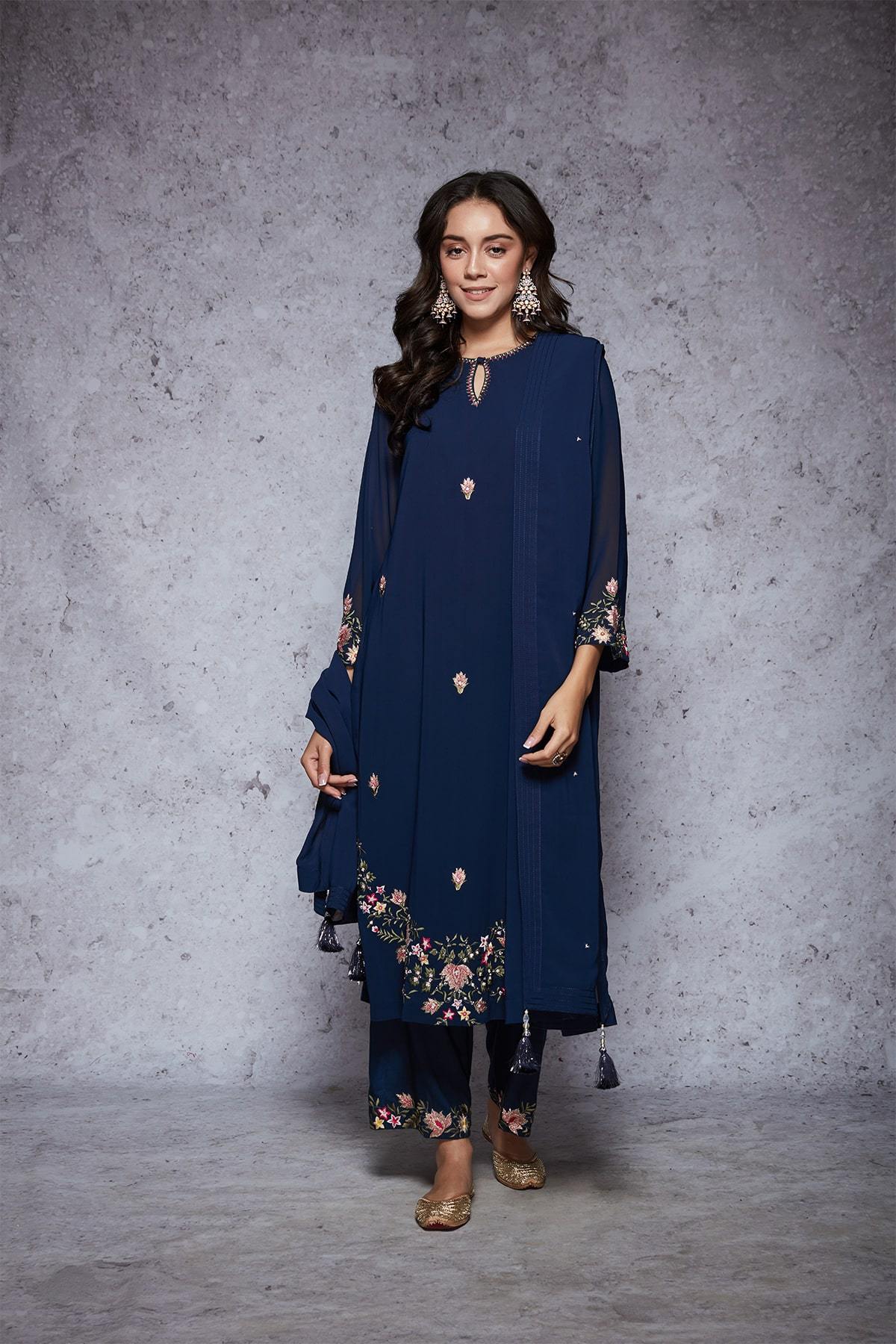 Waheeda - Navy Blue - ajieshoberoi