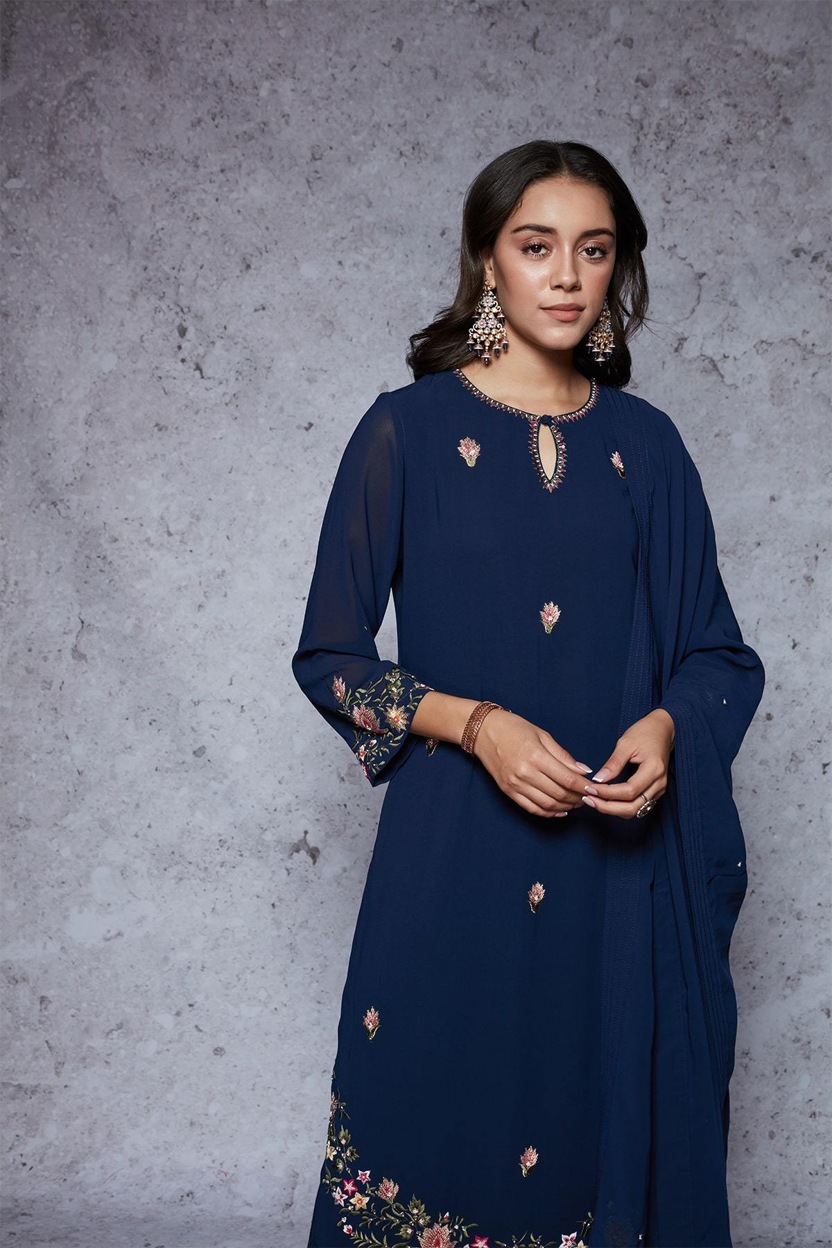 Waheeda - Navy Blue - ajieshoberoi