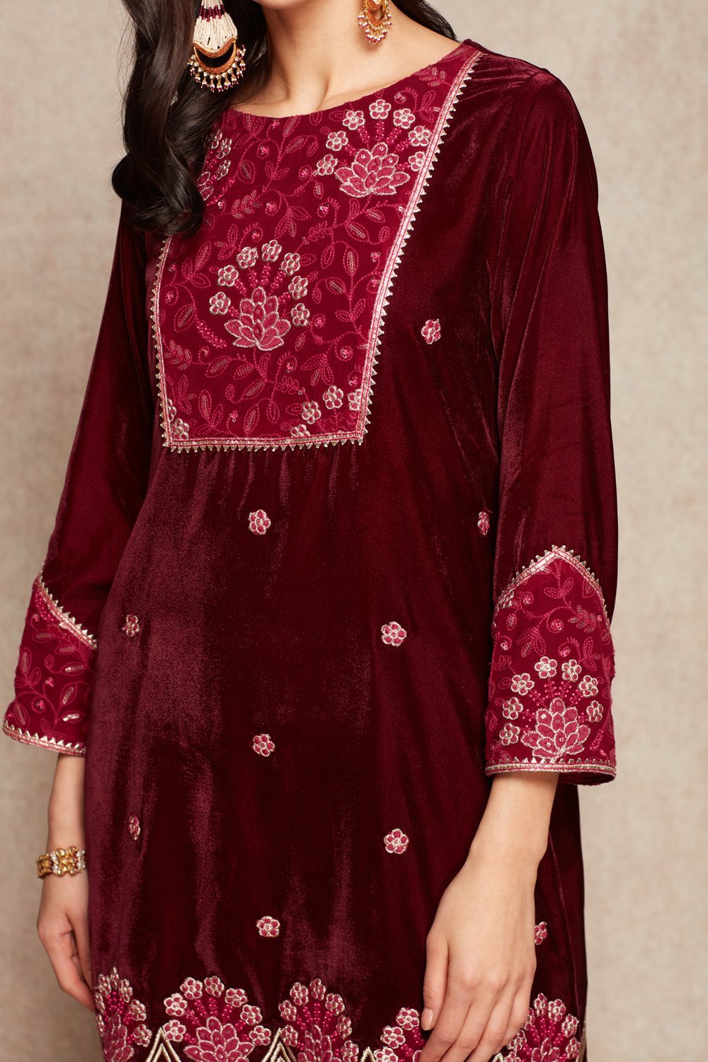 Wine Kurta And Dhoti Set - ajieshoberoi