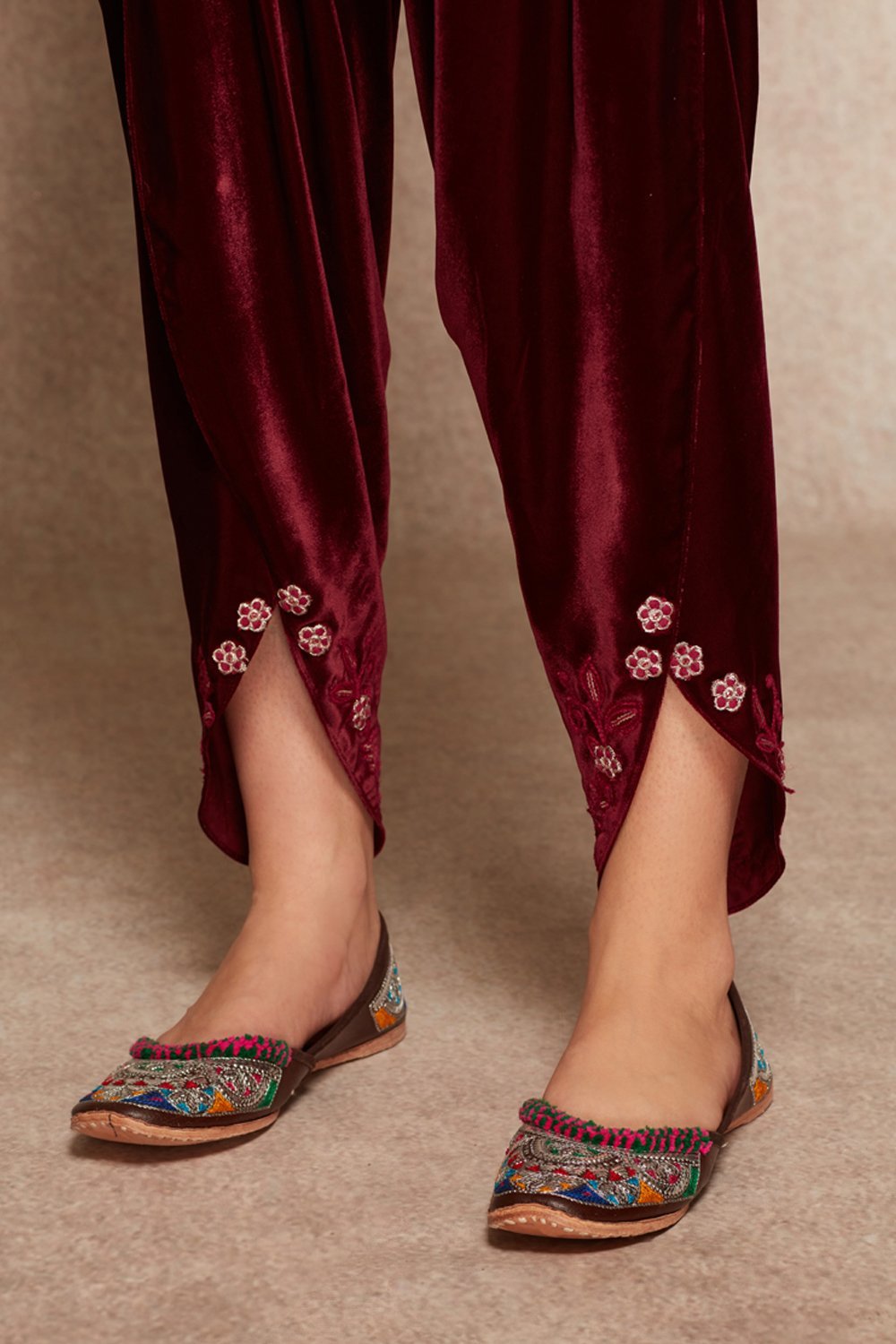Wine Kurta And Dhoti Set - ajieshoberoi