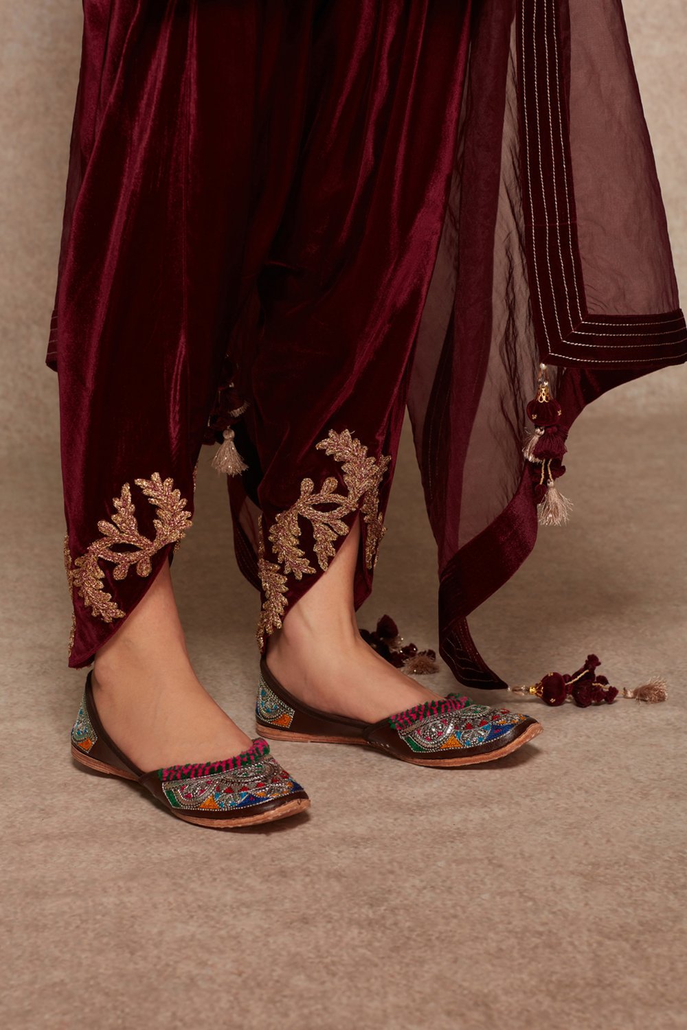 Wine Kurta And Dhoti Set - ajieshoberoi