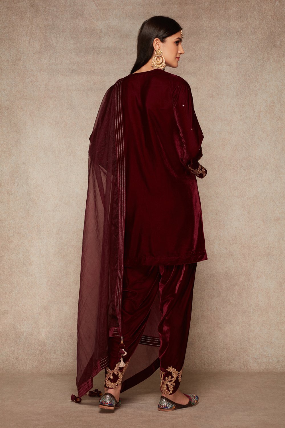 Wine Kurta And Dhoti Set - ajieshoberoi