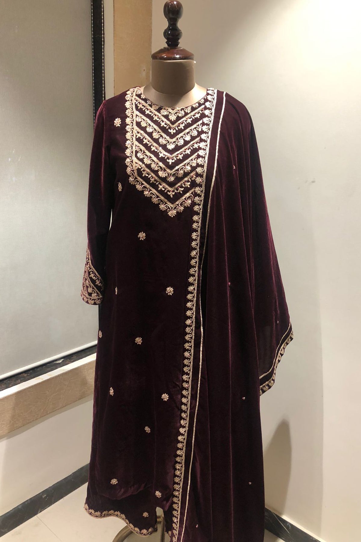 Wine Kurta And Dhoti Set - ajieshoberoi