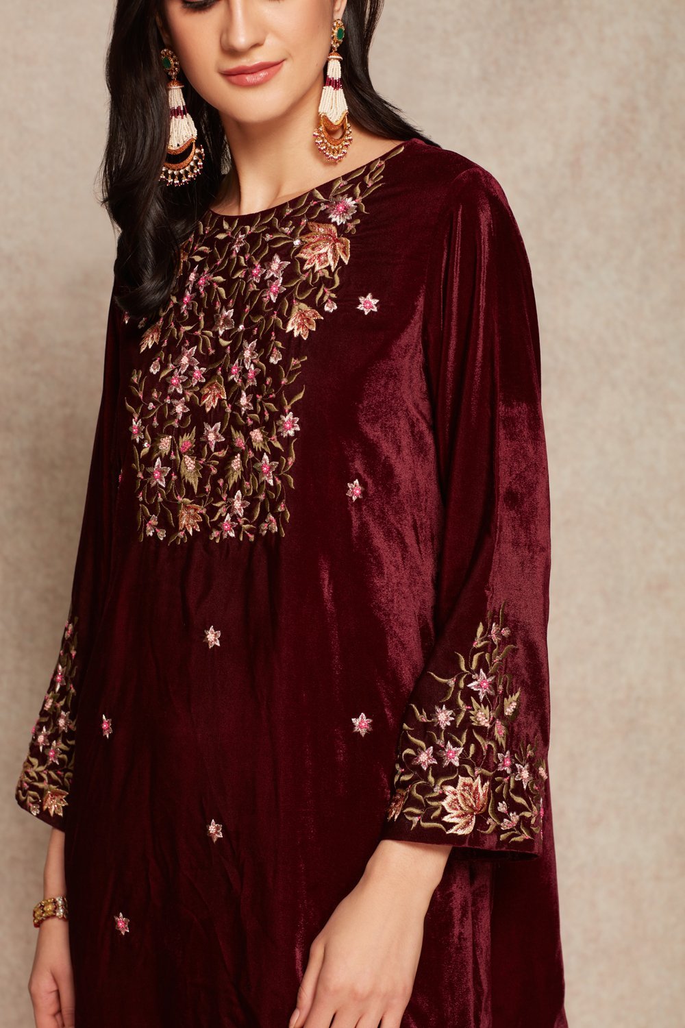 Wine Kurta And Dhoti Set - ajieshoberoi