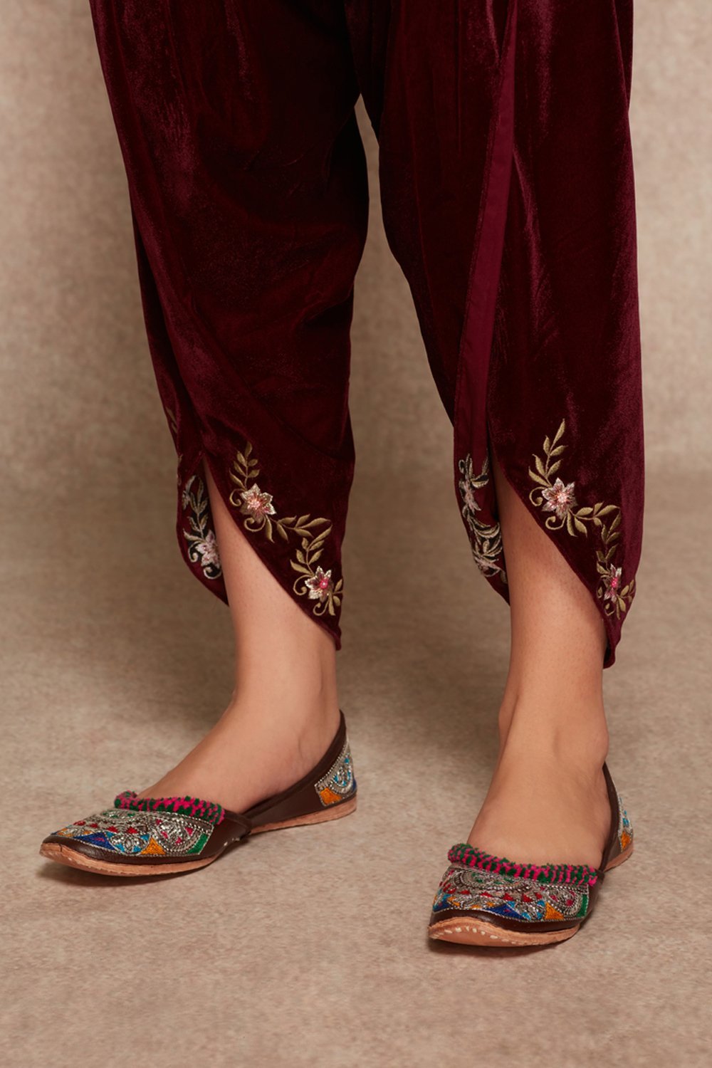 Wine Kurta And Dhoti Set - ajieshoberoi