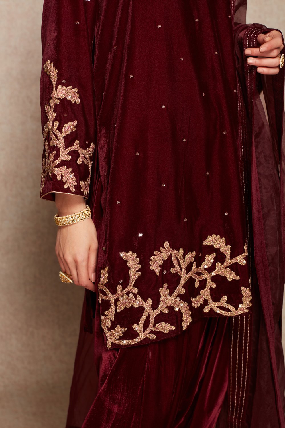 Wine Kurta And Dhoti Set - ajieshoberoi