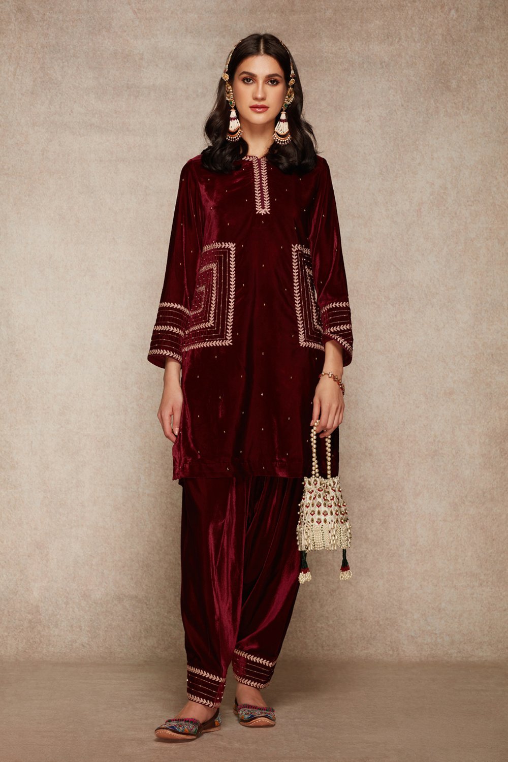 Wine Kurta Set - ajieshoberoi