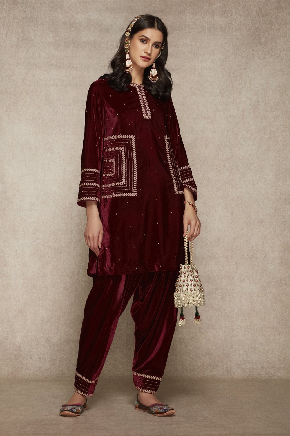 Wine Kurta Set - ajieshoberoi